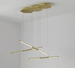 Suspension, Link ,laiton satiné, LED, L59cm, H100cm - CVL