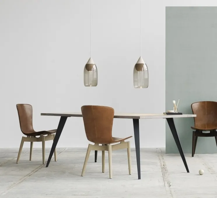 Suspension, Liuku, verre fumé, bois, Ø19,5cm, H40,5cm - Mater