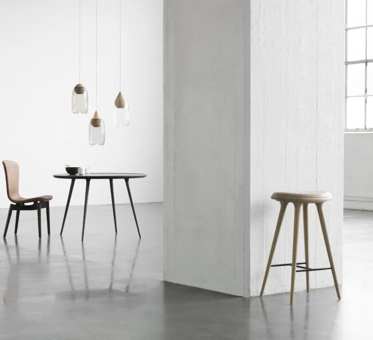 Suspension, Liuku, verre fumé, bois, Ø19,5cm, H40,5cm - Mater