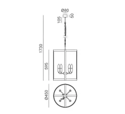 Suspension, London, ver antique, verre transparent, Ø45cm, H59,5cm - Il Fanale