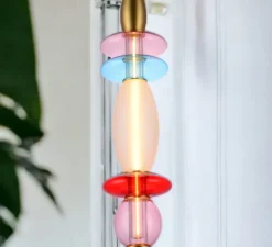 Suspension, Léonor verticale, bleu, rouge, opaque, Ø15cm, H55cm - Elements lighting