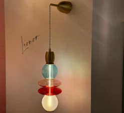 Suspension, Léonor verticale, bleu, rouge, opaque, Ø15cm, H39,7cm - Elements lighting