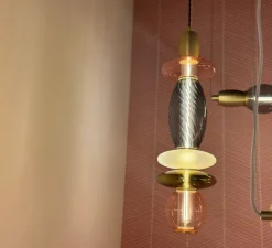 Suspension, Léonor verticale, rose, doré miroir, fumé, Ø15cm, H55cm - Elements lighting