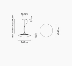 Suspension, Loop F35, transparent, noir, LED, dim, 3000K, lm, Ø45cm, H10cm - Fabbian