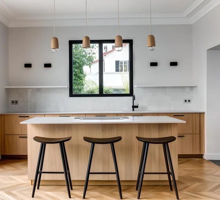 Suspension, Luce Medium, chêne massif, 2800K, 400lm, H18cm, Ø10cm - Hartô