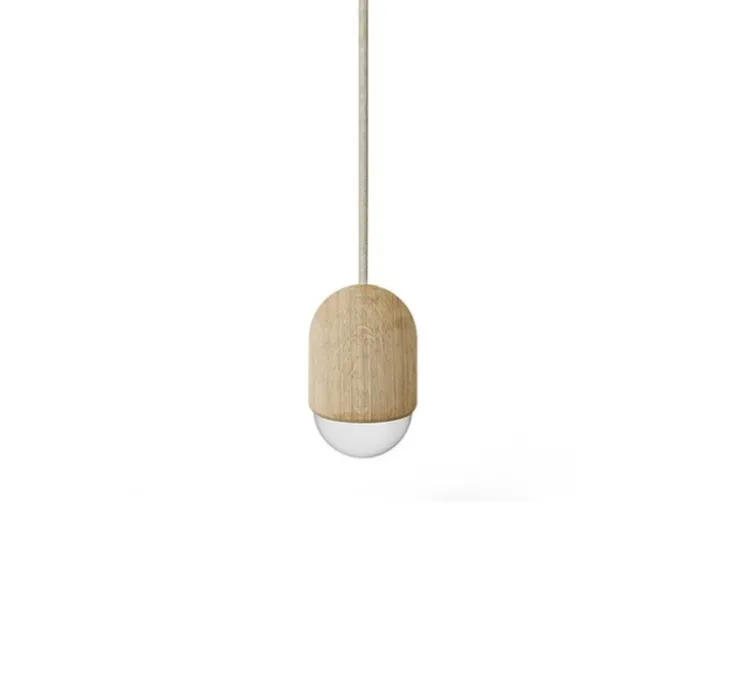Suspension, Luce Medium, chêne massif, 2800K, 400lm, H18cm, Ø10cm - Hartô
