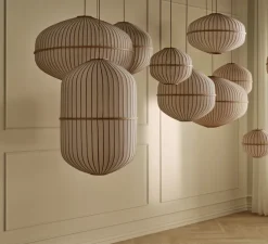 Suspension, Lucén Cylinder, abat-jour tissu sable, chêne huilé, Ø62cm, H92cm - Bolia