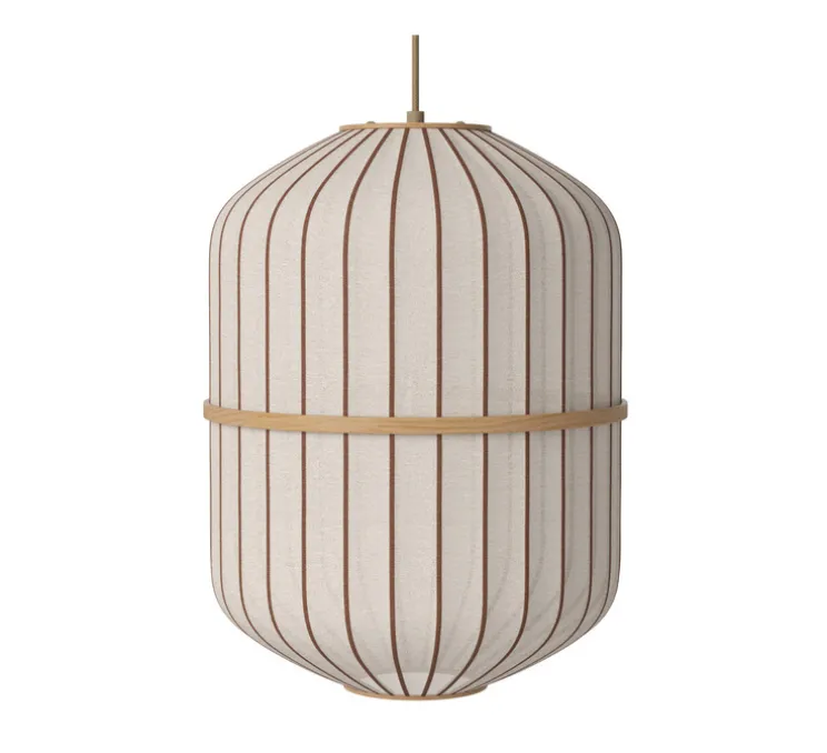 Suspension, Lucén Cylinder, abat-jour tissu sable, chêne huilé, Ø40cm, H54cm - Bolia
