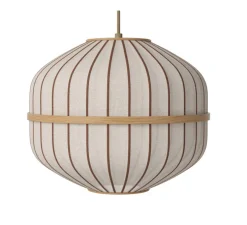 Suspension, Lucén Octagon, abat-jour tissu sable, chêne huilé, Ø40cm, H33cm - Bolia