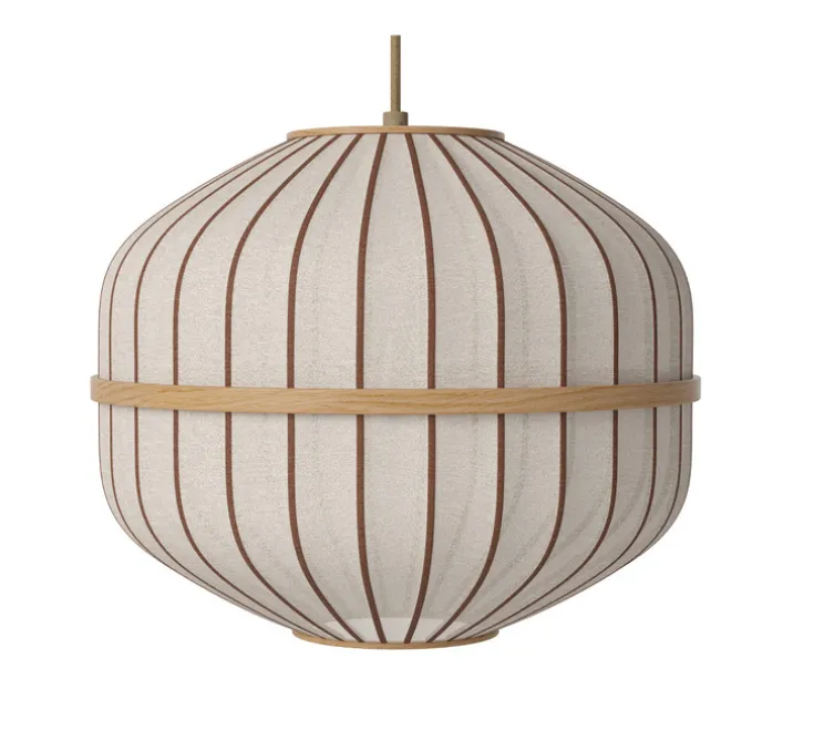 Suspension, Lucén Octagon, abat-jour tissu sable, chêne huilé, Ø40cm, H33cm - Bolia