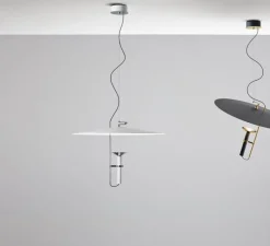 Suspension, Luna, blanc, chrome, LED, dim, 3000K, 3015 lm, Ø65cm, H43,6cm - Stilnovo