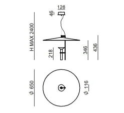 Suspension, Luna, noir et or, LED, dim, 2700K, 2804 lm, Ø116cm, H43,6cm - Stilnovo