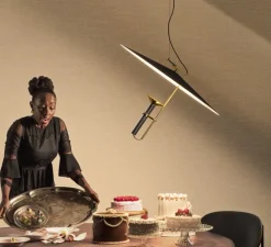 Suspension, Luna, noir et or, LED, dim, 3000K, 3015 lm, Ø65cm, H43,6cm - Stilnovo