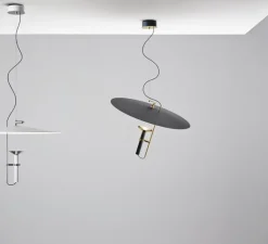 Suspension, Luna, noir et or, LED, dim, 3000K, 3015 lm, Ø65cm, H43,6cm - Stilnovo