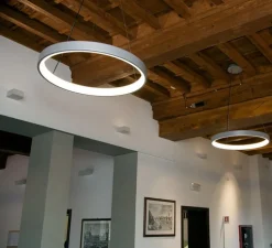 Suspension, Lunaop 80 avec rosace, blanc, LED, 2700K, 5600 lm, Ø80cm, H6,5cm - Martinelli Luce