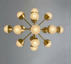 Suspension, Lustre, Molecule Spark Oval 17, Laiton laqué bruni, opal mat, L93,9cm, H79,6cm - Schwung