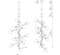 Suspension, Lustre, RD15 12 Arms, Laiton laqué bruni, Ø138,8cm, H200cm - Schwung
