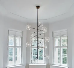 Suspension, Lustre, RD15 12 Arms, Noir mat, Ø138,8cm, H200cm - Schwung
