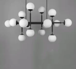 Suspension, Lustre, Riegel, Noir mat, opal mat, L175,8cm, H118,4cm - Schwung