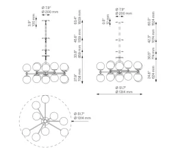 Suspension, Lustre, Zodiac, Laiton laqué bruni, marbre, L131,4cm, H62,4cm - Schwung