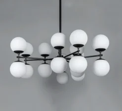 Suspension, Lustre, Zodiac, noir mat, opal mat, L131,4cm, H62,4cm - Schwung