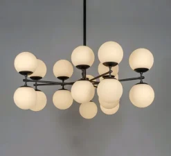 Suspension, Lustre, Zodiac, noir mat, opal mat, L131,4cm, H62,4cm - Schwung