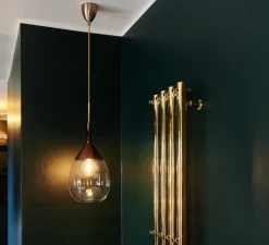 Suspension, Lute M, transparent, cuivre, H49cm, Ø22cm - Ebb and Flow