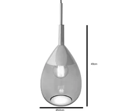 Suspension, Lute M, transparent, cuivre, H49cm, Ø22cm - Ebb and Flow