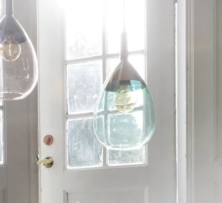 Suspension, Lute M, vert, or, Ø22cm, H49cm - Ebb and Flow