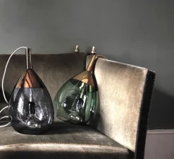 Suspension, Lute M, vert, or, Ø22cm, H49cm - Ebb and Flow