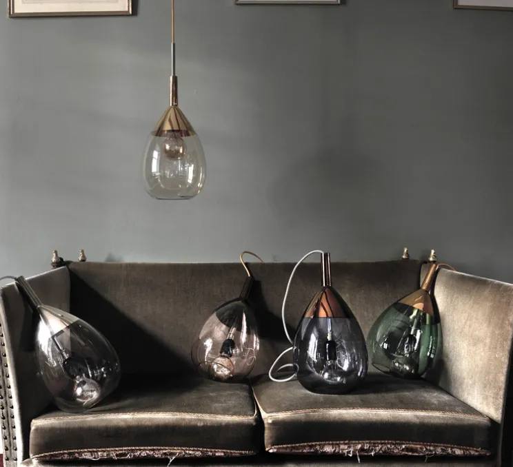 Suspension, Lute M, vert, or, Ø22cm, H49cm - Ebb and Flow