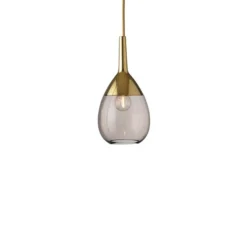 Suspension, Lute S, marron chataîgne, or, Ø14cm, H27cm - Ebb and Flow