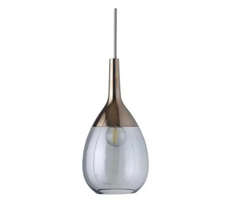 Suspension, Lute S, topaze bleue, platine, Ø14cm, H27cm - Ebb and Flow