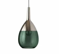 Suspension, Lute S, vert et platine, Ø14cm, H27cm - Ebb&Flow