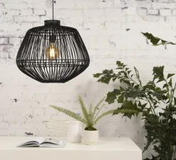 Suspension, Madagascar, rotin noir, Ø50cm, H50cm - Good&Mojo