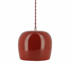 Suspension, Marcel, rouge, avec câble tressé bordeaux, Ø16cm, H16cm - Nexel