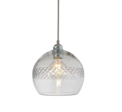 Suspension, Medium Check, Stripe, Crystal Rowan 22, transparent, argent, Ø22cm, H22cm - Ebb and Flow