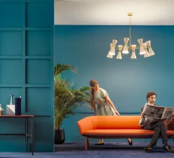 Suspension, Megafono , ivoire, laiton, Ø99,9cm, H93,8cm - Stilnovo