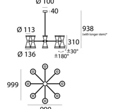 Suspension, Megafono , ivoire, laiton, Ø99,9cm, H93,8cm - Stilnovo