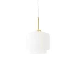 Suspension, Megumi 18, laiton et verre opalin, Ø18cm, H32cm - Please Wait to be Seated