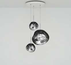 Suspension, Melt Trio Round, chrome, LED, dim, 3000K, 800 lm, Ø81cm, H141cm - Tom Dixon