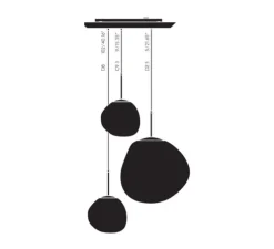 Suspension, Melt Trio Round, chrome, LED, dim, 3000K, 800 lm, Ø81cm, H141cm - Tom Dixon