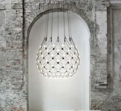 Suspension, Mesh D86N, noir, LED, Dim, phase cut, 2700k, 3252lm, Ø100cm, H90cm, 2m - Luceplan