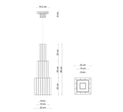 Suspension, Metra C2831, greige, vert, blanc, L22cm, H66cm - Ferroluce