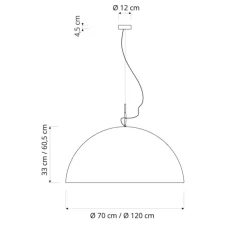 Suspension, Mezza Luna 2, blanc (intérieur blanc), câble rouge, Ø120cm, H60,5cm - In-es.artdesign
