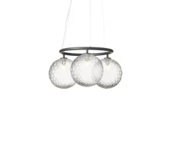 Suspension, Miira 3 Circular, gris, verre transparent, Ø54cm, H54cm - Nuura