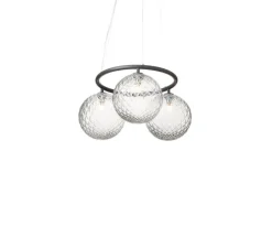 Suspension, Miira 3 Circular, gris, verre transparent, Ø54cm, H54cm - Nuura