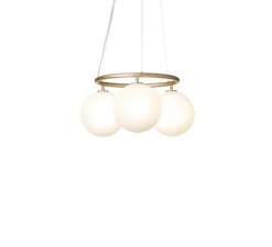 Suspension, Miira 3 Circular, laiton, verre opal, Ø54cm, H54cm - Nuura