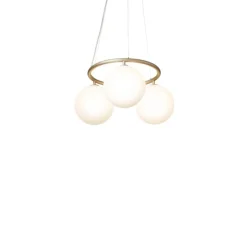 Suspension, Miira 3 Circular, laiton, verre opal, Ø54cm, H54cm - Nuura