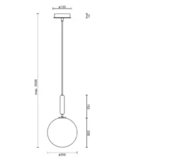 Suspension, Miira 1 large, laiton, globe opalin, Ø20cm, H35,3cm - Nuura